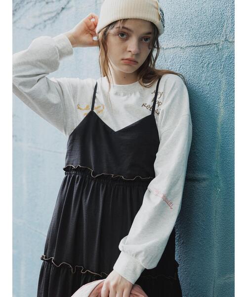 ehka sopo（エヘカソポ）の「らくがき刺繍プリントロンT（Tシャツ/カットソー・レディース・ブラック/グレー/オフホワイト・F）」の3枚目の写真