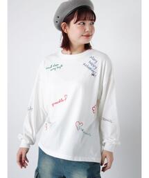 ehka sopo | らくがき刺繍プリントロンT(Tシャツ/カットソー)