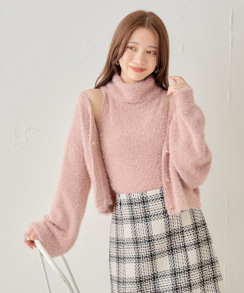 Chico（チコ）の「【SET ITEM】フェザーカーディガン+ノースリタートル