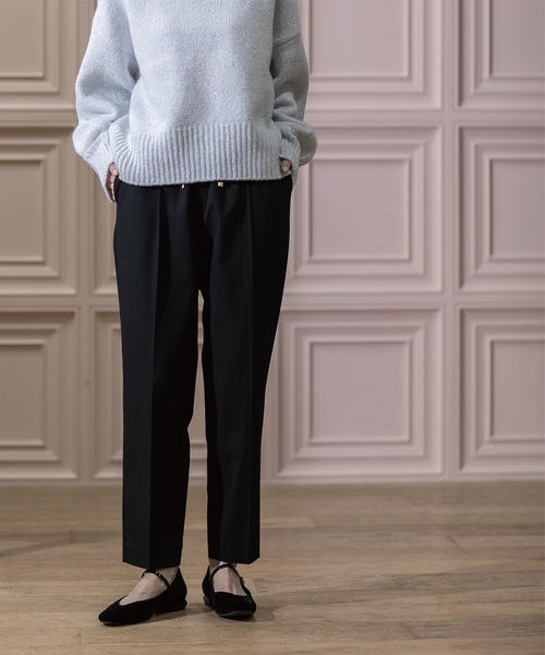 OPAQUE.CLIP（オペークドットクリップ）の「◆《SS-LLsize》裏起毛ストレッチイージーテーパードパンツ【蓄熱素材/洗濯機洗い可】（その他パンツ・レディース・ブラック/オフホワイト/グレー/チャコールグレー・34/36/38/40/42）」の3枚目の写真