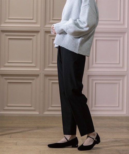 OPAQUE.CLIP（オペークドットクリップ）の「◆《SS-LLsize》裏起毛ストレッチイージーテーパードパンツ【蓄熱素材/洗濯機洗い可】（その他パンツ・レディース・ブラック/オフホワイト/グレー/チャコールグレー・34/36/38/40/42）」の21枚目の写真