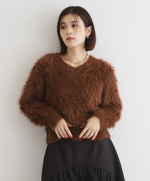 THE SHOP TK （ザ ショップ ティーケー ）の「【＠BAILA掲載】【前後2WAY】クリアフェザーニット/洗える（ニット/セーター・レディース・アイボリー/スモーキーグリーン系/ダークブラウン/ネイビー・99）」の5枚目の写真