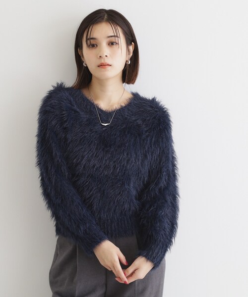 THE SHOP TK （ザ ショップ ティーケー ）の「【＠BAILA掲載】【前後2WAY】クリアフェザーニット/洗える（ニット/セーター・レディース・アイボリー/スモーキーグリーン系/ダークブラウン/ネイビー・99）」の6枚目の写真