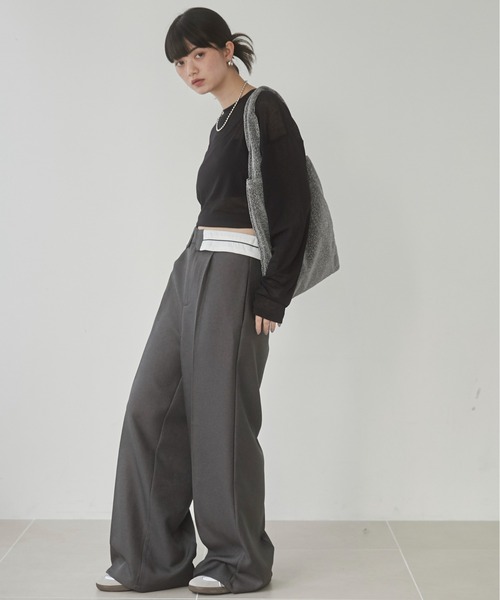 おまとめ d-dueブルゾン、パンツ VIRGINIA BIZZI スカート セール】ウエスト折り返し デザインパンツ(スラックス)|ANGIE