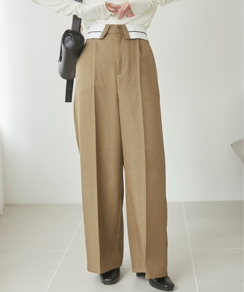 セール】ウエスト折り返し デザインパンツ（スラックス）｜ANGIE