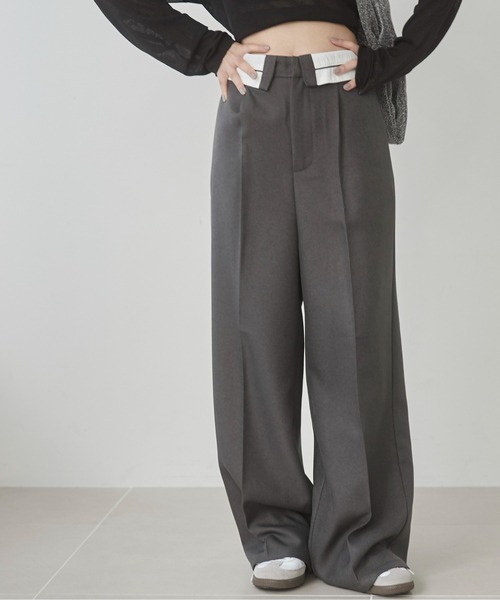 セール】ウエスト折り返し デザインパンツ（スラックス）｜ANGIE