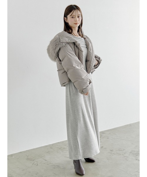 〈snidel〉ブラッシュドカットオフショルワンピース SNIDEL（スナイデル）の「ブラッシュドカットオフショルワンピース