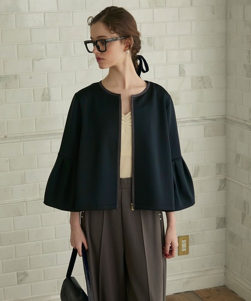 セール】【BONLECILL noir】配色ランタンスリーブダンボールジップ