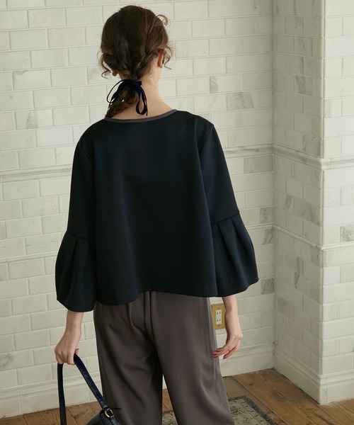 セール】【BONLECILL noir】配色ランタンスリーブダンボールジップ