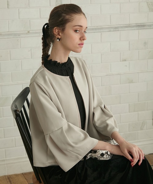 セール】【BONLECILL noir】配色ランタンスリーブダンボールジップ