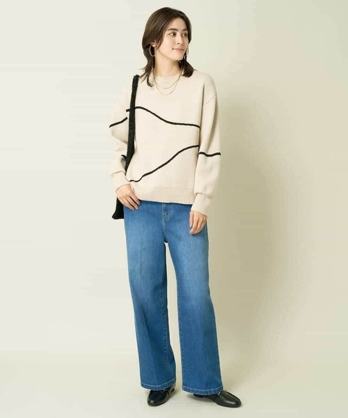 a.v.v(アーヴェヴェ)の「ラインアートニット(ニット/セーター・レディース・ベージュ/チャコールグレー・34/36/40/38/42)」の12枚目の写真