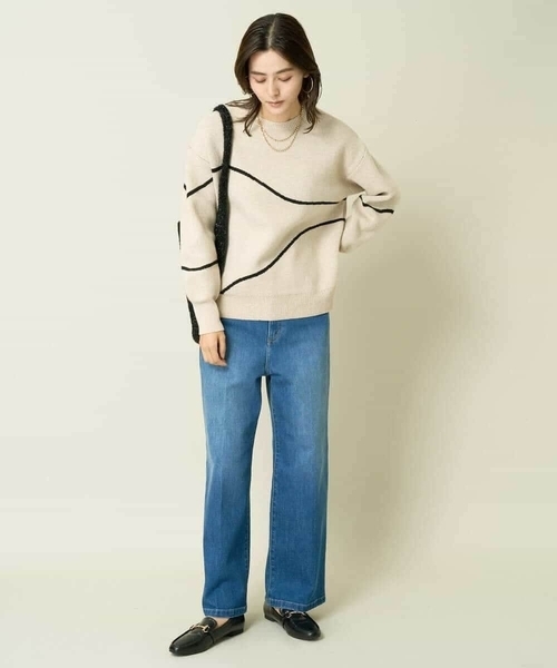 a.v.v(アーヴェヴェ)の「ラインアートニット(ニット/セーター・レディース・ベージュ/チャコールグレー・34/36/40/38/42)」の13枚目の写真