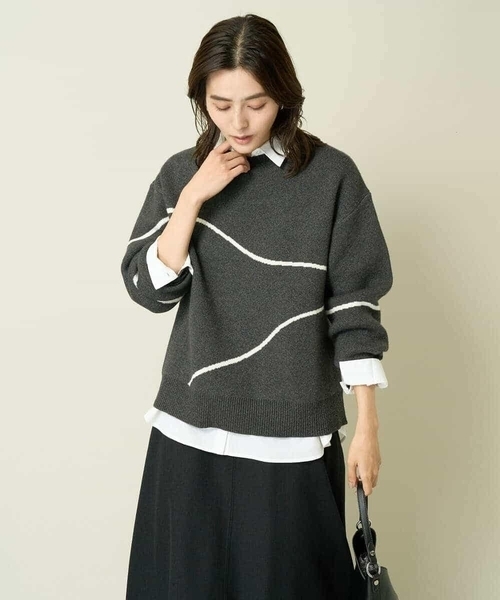 a.v.v(アーヴェヴェ)の「ラインアートニット(ニット/セーター・レディース・ベージュ/チャコールグレー・34/36/40/38/42)」の15枚目の写真