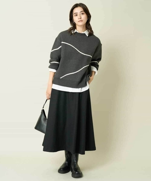 a.v.v(アーヴェヴェ)の「ラインアートニット(ニット/セーター・レディース・ベージュ/チャコールグレー・34/36/40/38/42)」の17枚目の写真