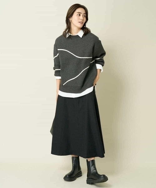 a.v.v(アーヴェヴェ)の「ラインアートニット(ニット/セーター・レディース・ベージュ/チャコールグレー・34/36/40/38/42)」の18枚目の写真