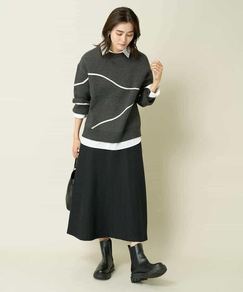 a.v.v(アーヴェヴェ)の「ラインアートニット(ニット/セーター・レディース・ベージュ/チャコールグレー・34/36/40/38/42)」の19枚目の写真