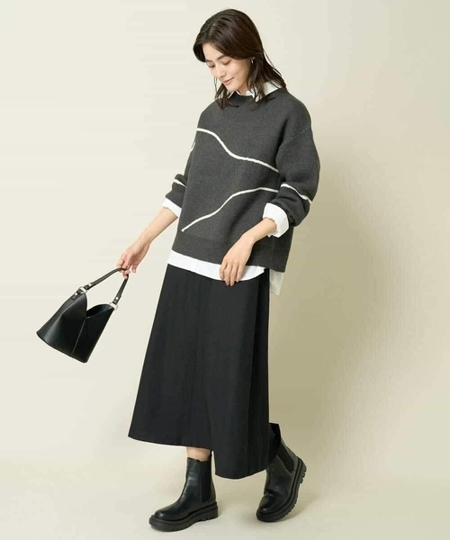 a.v.v(アーヴェヴェ)の「ラインアートニット(ニット/セーター・レディース・ベージュ/チャコールグレー・34/36/40/38/42)」の21枚目の写真