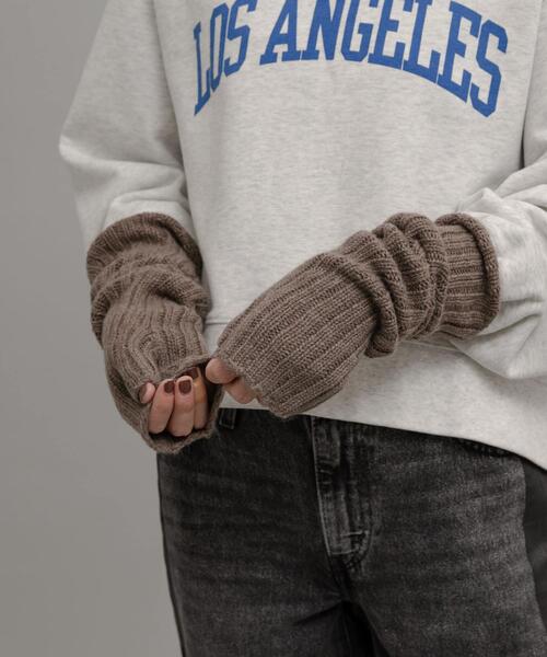 William Brunton Hand Knits（ウィリアム ブラントン ハンド ニット）の「William Brunton Hand Knits　リブアームウォーマー（手袋・レディース・オートミール/ライトブラウン/グレー・FREE）」の4枚目の写真