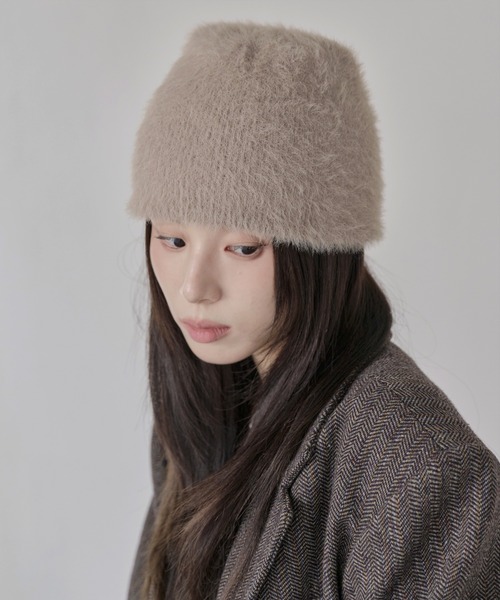 UNE MANSION(ユヌマンション)の「アンゴラモヘアニットビーニー(ニットキャップ/ビーニー・レディース・グレー/ベージュ/アイボリー/ブラック・ONE SIZE)」の4枚目の写真