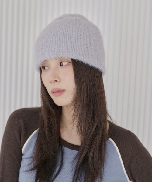 UNE MANSION(ユヌマンション)の「アンゴラモヘアニットビーニー(ニットキャップ/ビーニー・レディース・グレー/ベージュ/アイボリー/ブラック・ONE SIZE)」の1枚目の写真