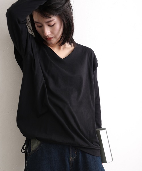 ElegChic(エレグシック)の「ショルダー タック カットソー(Tシャツ/カットソー・レディース・ベージュ系その他/オフホワイト/チャコールグレー/ブラック/カーキ・M/XL/4L)」の6枚目の写真