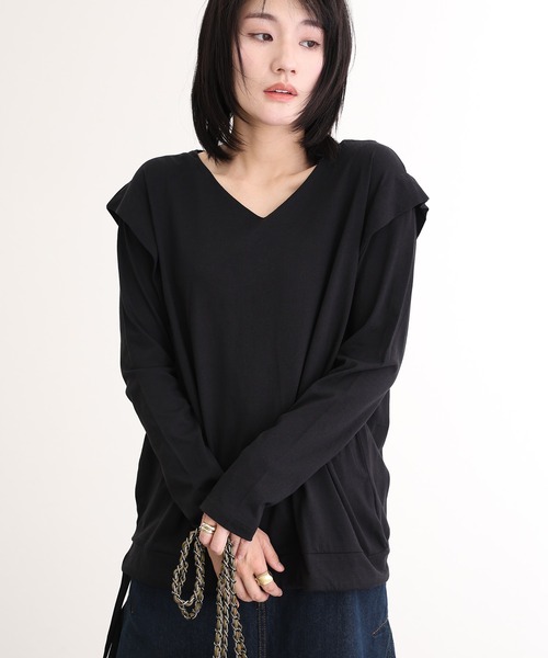 ElegChic(エレグシック)の「ショルダー タック カットソー(Tシャツ/カットソー・レディース・ベージュ系その他/オフホワイト/チャコールグレー/ブラック/カーキ・M/XL/4L)」の8枚目の写真