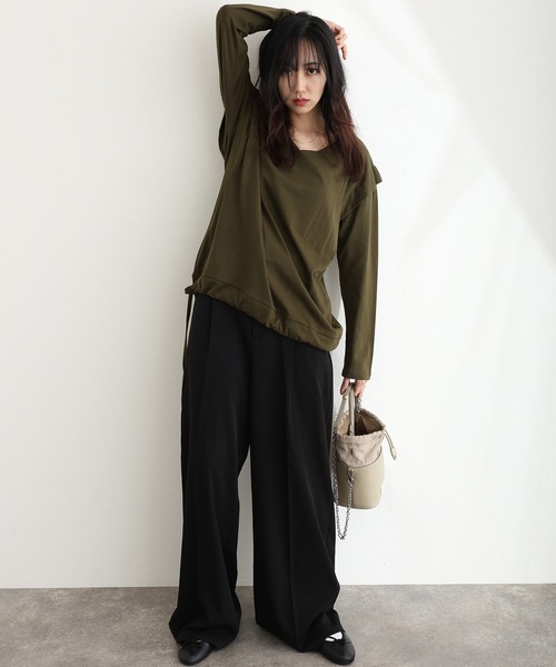 ElegChic(エレグシック)の「ショルダー タック カットソー(Tシャツ/カットソー・レディース・ベージュ系その他/オフホワイト/チャコールグレー/ブラック/カーキ・M/XL/4L)」の10枚目の写真
