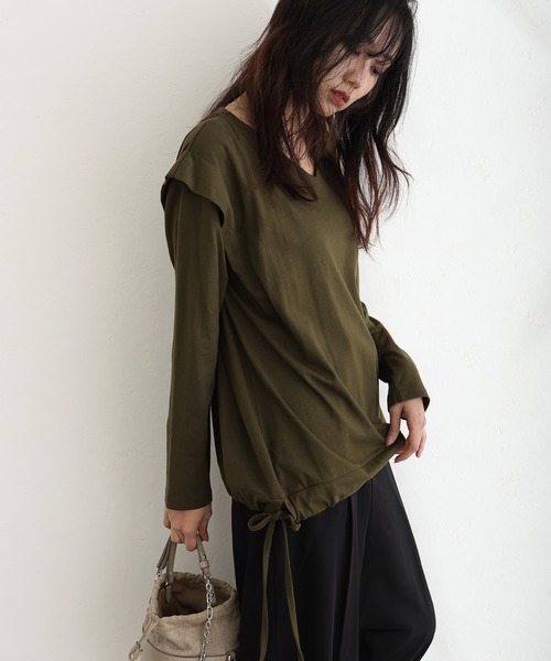 ElegChic(エレグシック)の「ショルダー タック カットソー(Tシャツ/カットソー・レディース・ベージュ系その他/オフホワイト/チャコールグレー/ブラック/カーキ・M/XL/4L)」の13枚目の写真