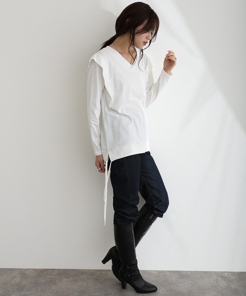 ElegChic(エレグシック)の「ショルダー タック カットソー(Tシャツ/カットソー・レディース・ベージュ系その他/オフホワイト/チャコールグレー/ブラック/カーキ・M/XL/4L)」の15枚目の写真