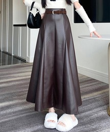 frunco | 【ZOZO限定】ベルト付きフェイクレザーロングスカート(スカート)