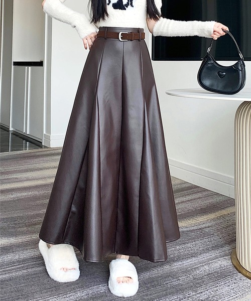 frunco(フランコ)の「【ZOZO限定】ベルト付きフェイクレザーロングスカート(スカート・レディース・ブラック/ブラウン・MEDIUM)」の22枚目の写真