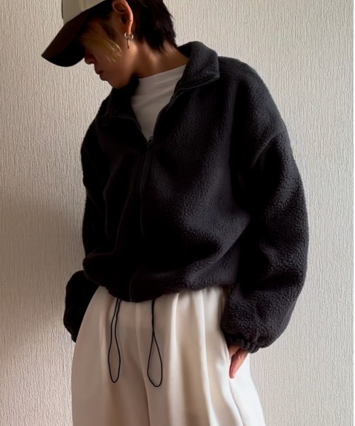 セール】ショート丈 スタンドカラー ボアファーブルゾン