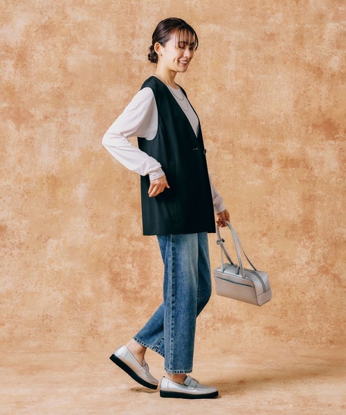 GLOBAL WORK ウィックシルエットジレ ブラック REGULAR GLOBAL WORK ベスト ジレ ウツクシルエットロングジレ/149537