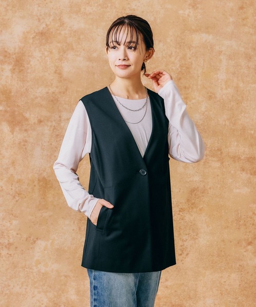 GLOBAL WORK(グローバルワーク)の「ウツクシルエットジレ/133615(ベスト・レディース・ブラック/グレイッシュベージュ/モカ/ミント・FREE)」の15枚目の写真