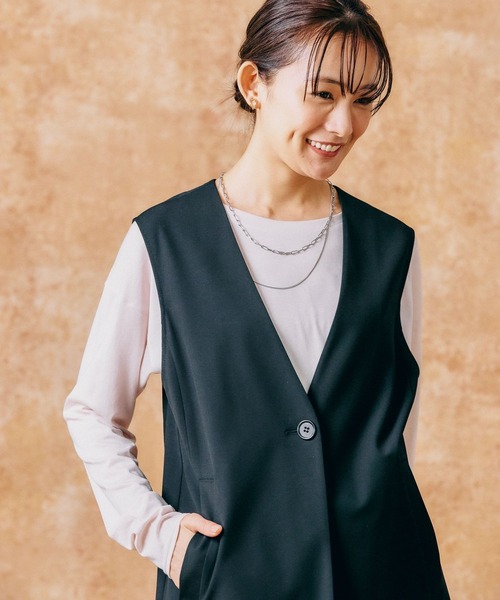 GLOBAL WORK(グローバルワーク)の「ウツクシルエットジレ/133615(ベスト・レディース・ブラック/グレイッシュベージュ/モカ/ミント・FREE)」の16枚目の写真