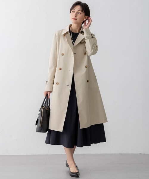 撥水加工】エアータンブラー TCギャバジン ロング トレンチコート