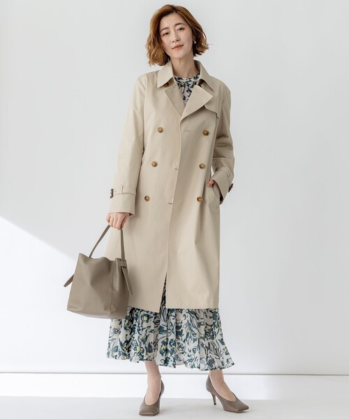 撥水加工】エアータンブラー TCギャバジン ロング トレンチコート