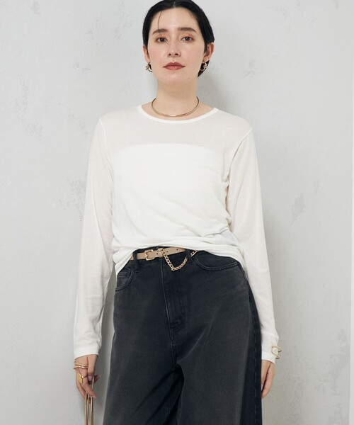 NOLLEY’S（ノーリーズ）の「【追加】シアーストレッチロンT（Tシャツ/カットソー・レディース・ネイビー/ホワイト・38）」の22枚目の写真
