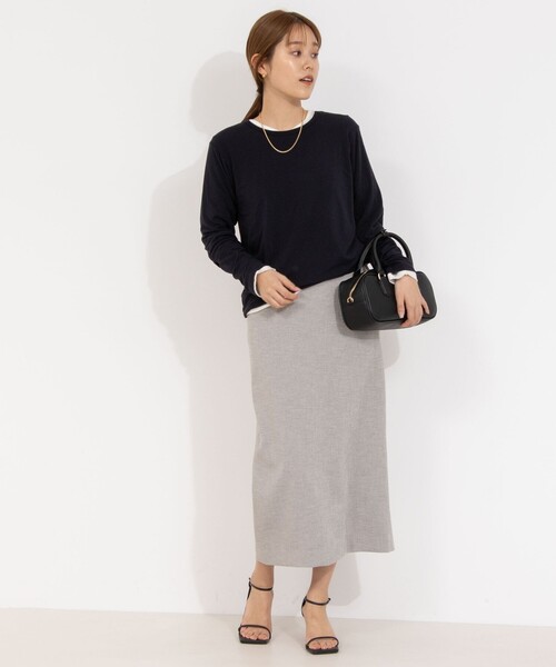 NOLLEY’S（ノーリーズ）の「【追加】シアーストレッチロンT（Tシャツ/カットソー・レディース・ネイビー/ホワイト・38）」の19枚目の写真