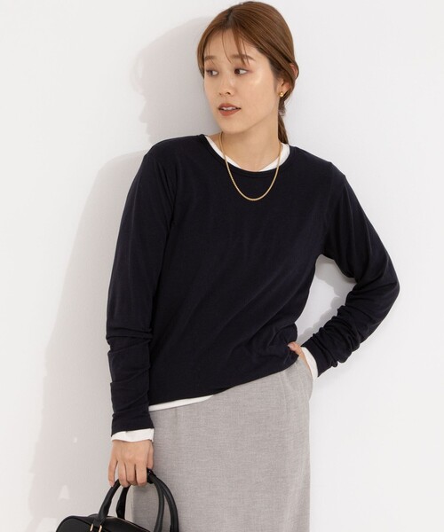 NOLLEY’S（ノーリーズ）の「【追加】シアーストレッチロンT（Tシャツ/カットソー・レディース・ネイビー/ホワイト・38）」の17枚目の写真