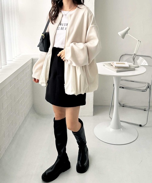 GeeRA(ジーラ)の「バルーンペプラムジップブルゾン(ブルゾン・レディース・ブラック/オフホワイト・LARGE/X-LARGE/MEDIUM)」の14枚目の写真