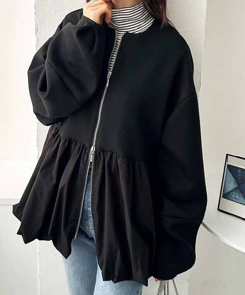 GeeRA(ジーラ)の「バルーンペプラムジップブルゾン(ブルゾン・レディース・ブラック/オフホワイト・LARGE/X-LARGE/MEDIUM)」の17枚目の写真