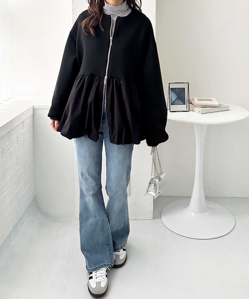 GeeRA(ジーラ)の「バルーンペプラムジップブルゾン(ブルゾン・レディース・ブラック/オフホワイト・LARGE/X-LARGE/MEDIUM)」の18枚目の写真