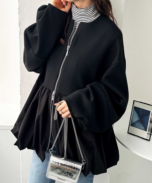 GeeRA(ジーラ)の「バルーンペプラムジップブルゾン(ブルゾン・レディース・ブラック/オフホワイト・LARGE/X-LARGE/MEDIUM)」の9枚目の写真