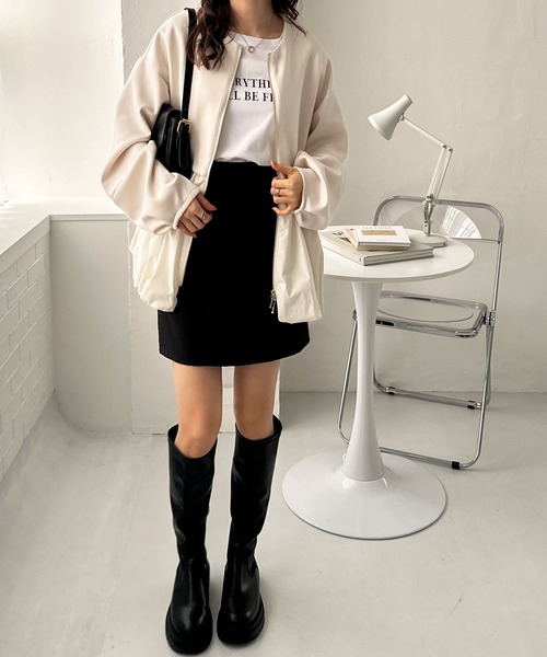 GeeRA(ジーラ)の「バルーンペプラムジップブルゾン(ブルゾン・レディース・ブラック/オフホワイト・LARGE/X-LARGE/MEDIUM)」の7枚目の写真