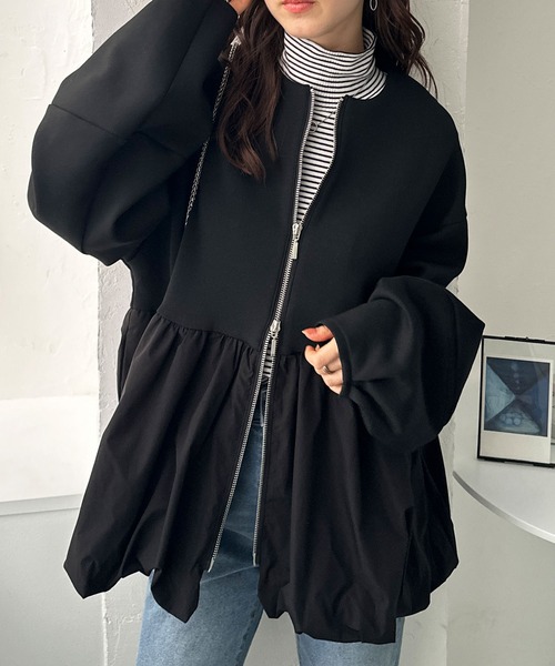 GeeRA(ジーラ)の「バルーンペプラムジップブルゾン(ブルゾン・レディース・ブラック/オフホワイト・LARGE/X-LARGE/MEDIUM)」の10枚目の写真