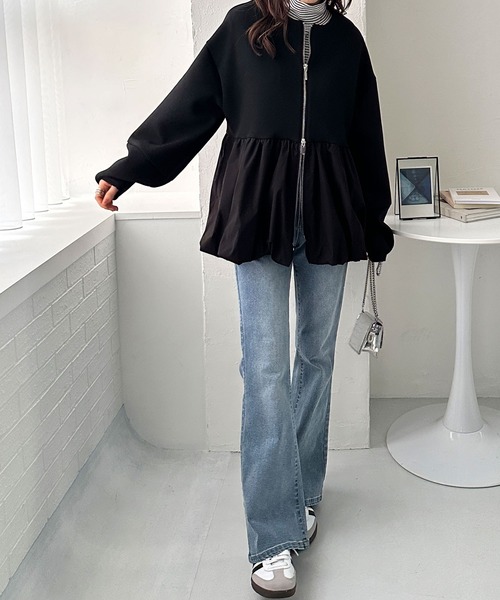 GeeRA(ジーラ)の「バルーンペプラムジップブルゾン(ブルゾン・レディース・ブラック/オフホワイト・LARGE/X-LARGE/MEDIUM)」の12枚目の写真