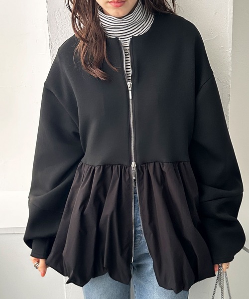 GeeRA(ジーラ)の「バルーンペプラムジップブルゾン(ブルゾン・レディース・ブラック/オフホワイト・LARGE/X-LARGE/MEDIUM)」の8枚目の写真