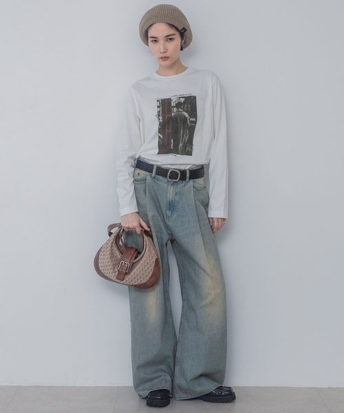 JEANASIS（ジーナシス）の「フォトアートグラフィックロンTEE/319862（Tシャツ/カットソー・レディース・ホワイト系その他/ブラック系その他/グレー系その他・FREE）」の14枚目の写真