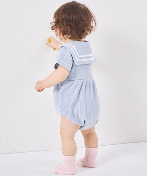 pairmanon(ペアマノン)の「【さらっとワッフル】【ベビー】セーラーカラー ロンパース(ロンパース・キッズ・アイボリー/ライトベージュ/ライトブルー/モカ・80/70)」の10枚目の写真